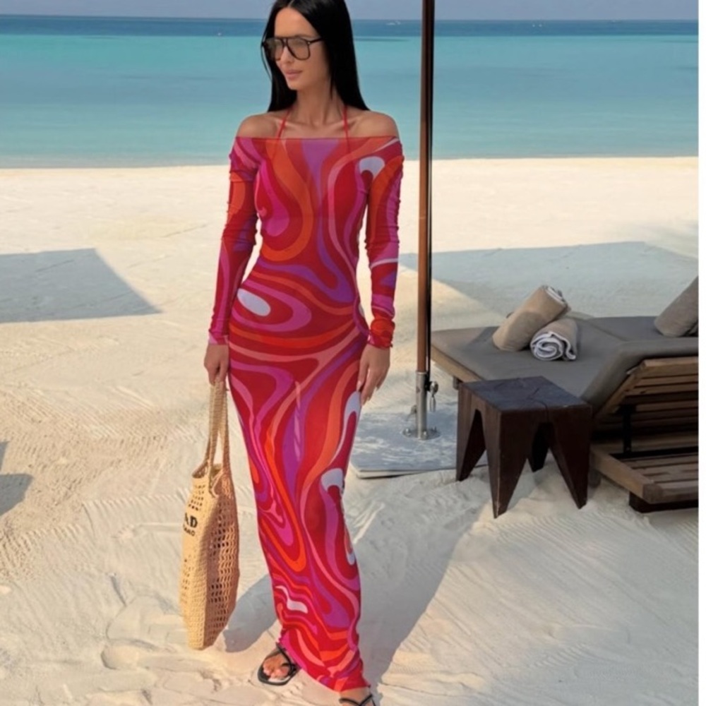 PUCCI Marmo Sheer Tulle Maxi Dress - Picture 3 of 4